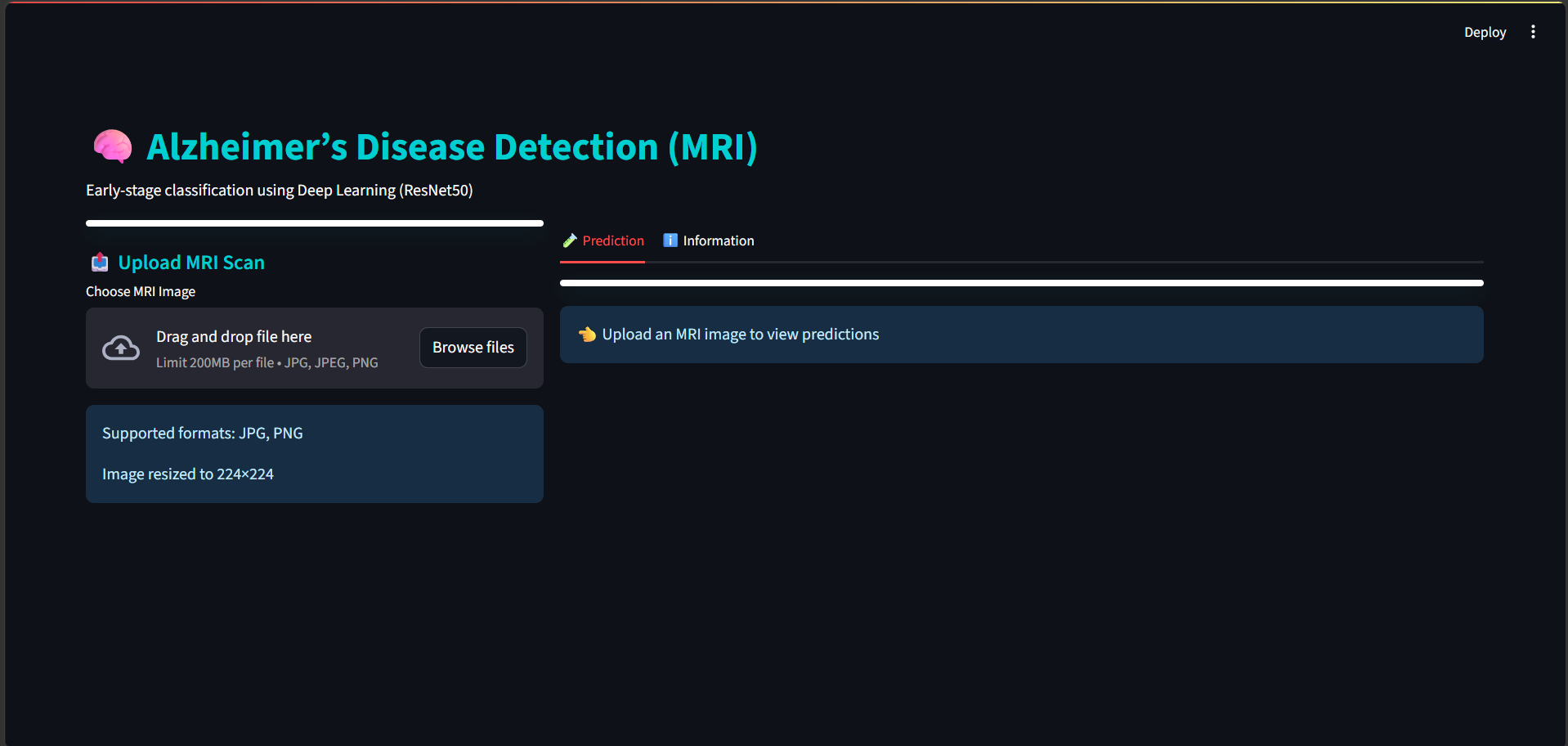 Alzheimer's Disease Detector Home Page
